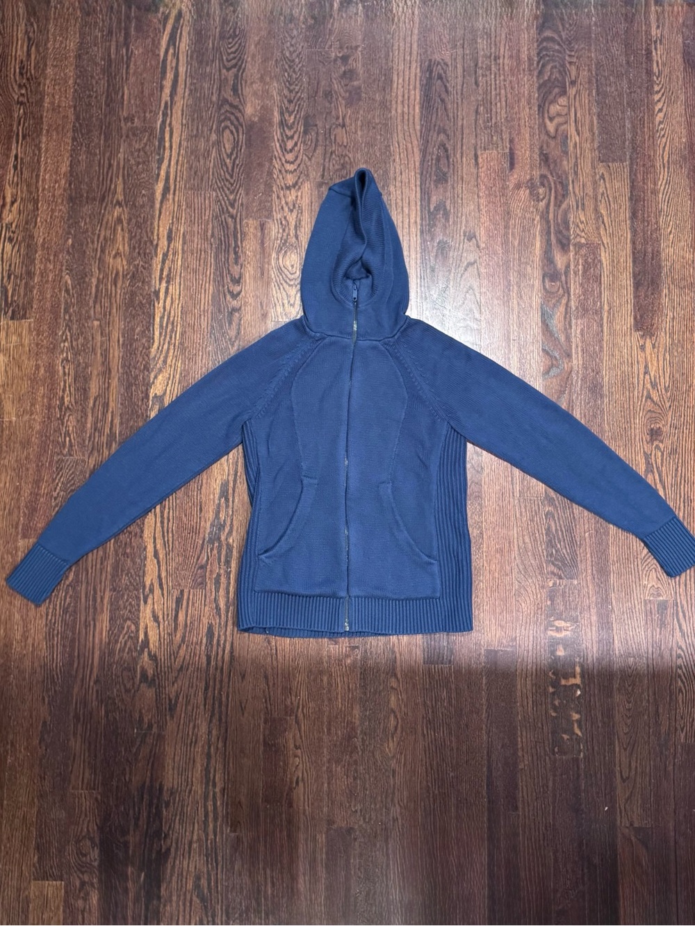 Lululemon Women's Navy Hooded Zip-Up Knit Jacket